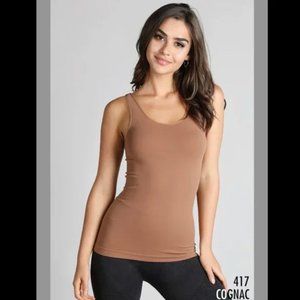 New Cognac Brown Ultra Soft and Stretchy Wide Strap Ultra Soft Tank Top
